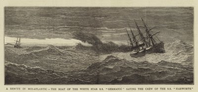 A Rescue in Mid-Atlantic, the Boat of the White Star SS Germanic saving the Crew of the SS Harworth by Joseph Nash